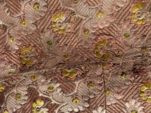 Load image into Gallery viewer, Antique Pink + Yellow Floral Petite Embroidery Handbag with Metal Chain Strap and Bakelite Closure