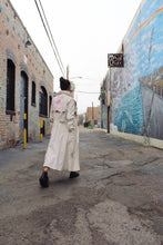 Load image into Gallery viewer, Blue Rose Rice Sack Patchwork Trench Coat