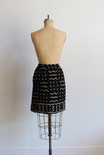 Load image into Gallery viewer, 90s Black Silk Mud Cloth Print Wrap Skirt