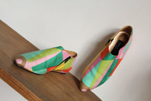 Load image into Gallery viewer, 1980s Kenneth Cole New York Art to Wear Colorful Slip On Leather &amp; Canvas Loafers - Size 8.5B