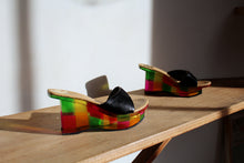 Load image into Gallery viewer, 1990s Window Pane Art to Wear Slip on Wedges - Made in Romania - Size 8