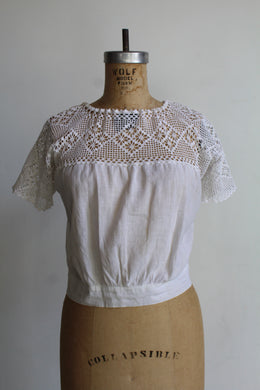 Edwardian White Cotton Crochet Blouse