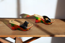 Load image into Gallery viewer, 1990s Window Pane Art to Wear Slip on Wedges - Made in Romania - Size 8