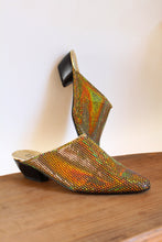 Load image into Gallery viewer, 1980s Gold Metallic Disco Ball Slip On Leather Pointed Mules - Made in Italy - Size 8