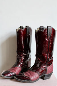 Tony Lama Burgundy Patent Leather Cowgirl Boots