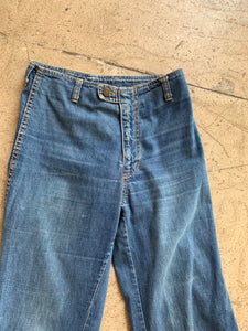 Rare 1970s Dark  Wash High Waisted Bell Bottom Jeans
