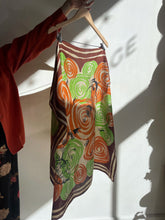 Load image into Gallery viewer, 1940s Brown Jester Swirl Heart Print Hand Rolled Scarf