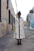 Load image into Gallery viewer, Blue Rose Rice Sack Patchwork Trench Coat