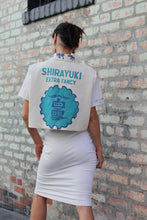 Load image into Gallery viewer, Pink Kokuho Rose + Turquoise Shirayuki Rice Sack Cropped Button-up