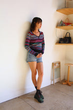 Load image into Gallery viewer, 1970s V-Neck Lurex Striped Pullover Sweater