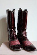 Load image into Gallery viewer, Tony Lama Burgundy Patent Leather Cowgirl Boots