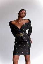 Load image into Gallery viewer, 1980s Black Raw Silk Polka Dot 3 Piece Set