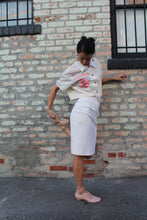 Load image into Gallery viewer, Pink Kokuho Rose + Turquoise Shirayuki Rice Sack Cropped Button-up