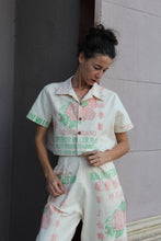 Load image into Gallery viewer, Malayan Rose Patchwork Cropped Button-up