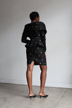 Load image into Gallery viewer, 1980s Black Raw Silk Polka Dot 3 Piece Set