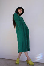 Load image into Gallery viewer, 1980s Green Ribbed Knit Long Sleeve Button Front Maxi Dress