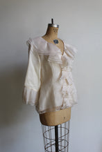 Load image into Gallery viewer, 90s Ivory Silk Ruffle Collar Blouse with Ruffle Sleeves