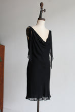 Load image into Gallery viewer, 90s Black Silk Fiori De Zucca Little Black Dress