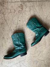 Load image into Gallery viewer, Vintage Hunter Green Leather Cowgirl Boots by Justin