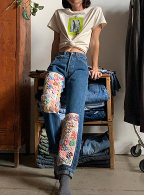 Vintage Yo-Yo Quilt Patchwork Levi’s 501 Jeans