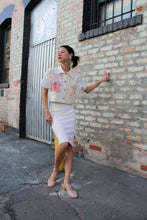 Load image into Gallery viewer, Pink Kokuho Rose + Turquoise Shirayuki Rice Sack Cropped Button-up