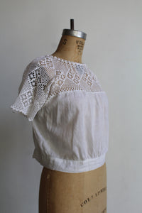 Edwardian White Cotton Crochet Blouse