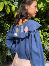 Load image into Gallery viewer, Antique Calico Silk Ruffle Blouse | Size S-M