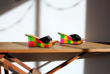 Load image into Gallery viewer, 1990s Window Pane Art to Wear Slip on Wedges - Made in Romania - Size 8
