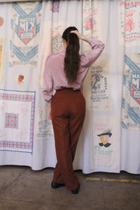 1970s Brown Pleated High Waist Wool Trousers