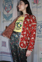 Load image into Gallery viewer, 1970s Brick Red Floral Cotton Quilted Jacket