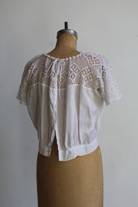 Edwardian White Cotton Crochet Blouse