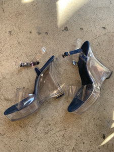 1990s Plastic Platform Shoes with Denim Trim by Two Lips