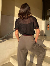 Load image into Gallery viewer, 1980s Black Lurex w/Red Stripes V-Neck Pullover Blouse