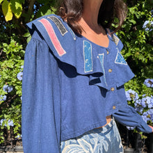 Load image into Gallery viewer, Antique Calico Silk Ruffle Blouse | Size S-M