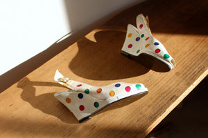 1980s does 1940s White Leather Polka Dot Sling Back Wedges - Size 5.5
