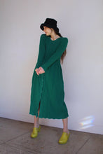 Load image into Gallery viewer, 1980s Green Ribbed Knit Long Sleeve Button Front Maxi Dress