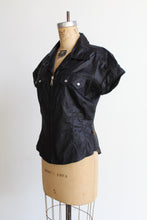 Load image into Gallery viewer, 1990s Black Nylon Zip Up Western Blouse