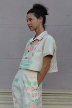 Load image into Gallery viewer, Malayan Rose Patchwork Cropped Button-up