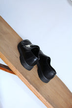 Load image into Gallery viewer, 1990s Black Leather ESPRIT Footwear Silver Buckle Loafers - Size 8.5