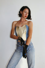 Load image into Gallery viewer, 1980s Denim + Gold Bustier Crop Top