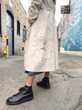 Load image into Gallery viewer, Blue Rose Rice Sack Patchwork Trench Coat
