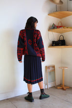 Load image into Gallery viewer, 1980s Graphic Sweater &amp; Pleated Skirt Wool Set