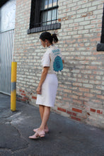 Load image into Gallery viewer, Pink Kokuho Rose + Turquoise Shirayuki Rice Sack Cropped Button-up