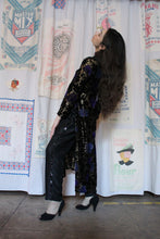 Load image into Gallery viewer, 1990s-Y2K Black Silk Sequined Tuxedo Stripe Trousers