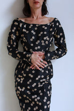Load image into Gallery viewer, 1950s Black Silk Suzy Perette Silk Abstract Print Wiggle Dress