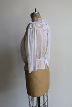 Load image into Gallery viewer, Victorian White Lace Crochet High Collar Blouse