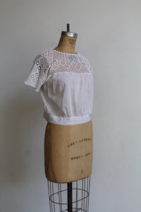 Edwardian White Cotton Crochet Blouse