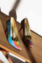 Load image into Gallery viewer, 1980s Holographic Rainbow Leather Pumps - Vero Cuolo - Hand Made in Italy - Size 7.5