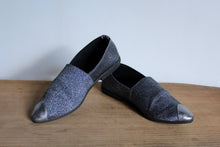 Load image into Gallery viewer, 1980s Silver Lurex Soft Slip on Loafers w/silver metal toe - Size 8