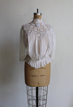 Load image into Gallery viewer, Victorian White Lace Crochet High Collar Blouse